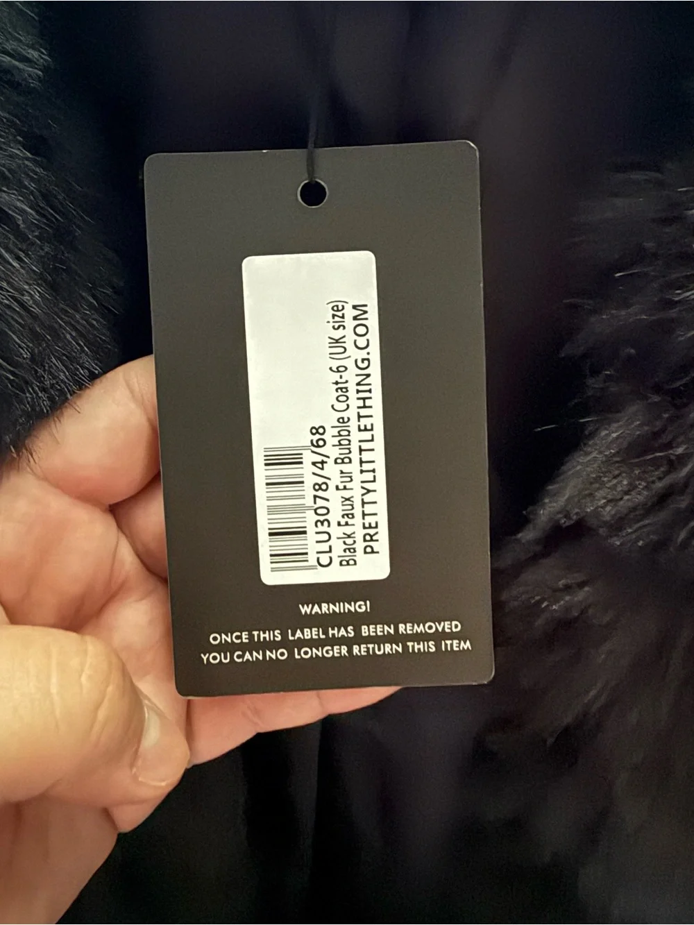 PrettyLittleThing Black Faux Fur Teddy Jacket